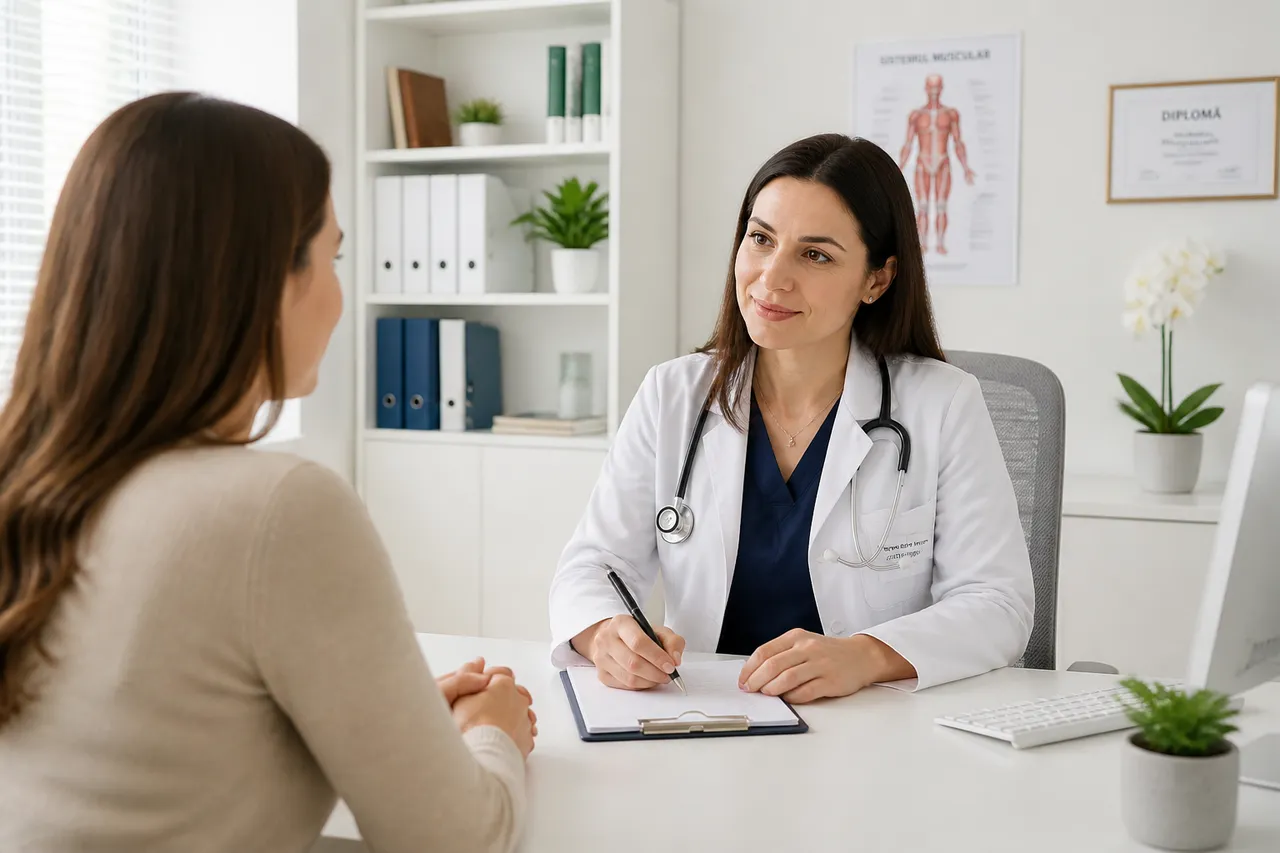 consultație medicală atentă și comunicare între pacientă și doctoriță