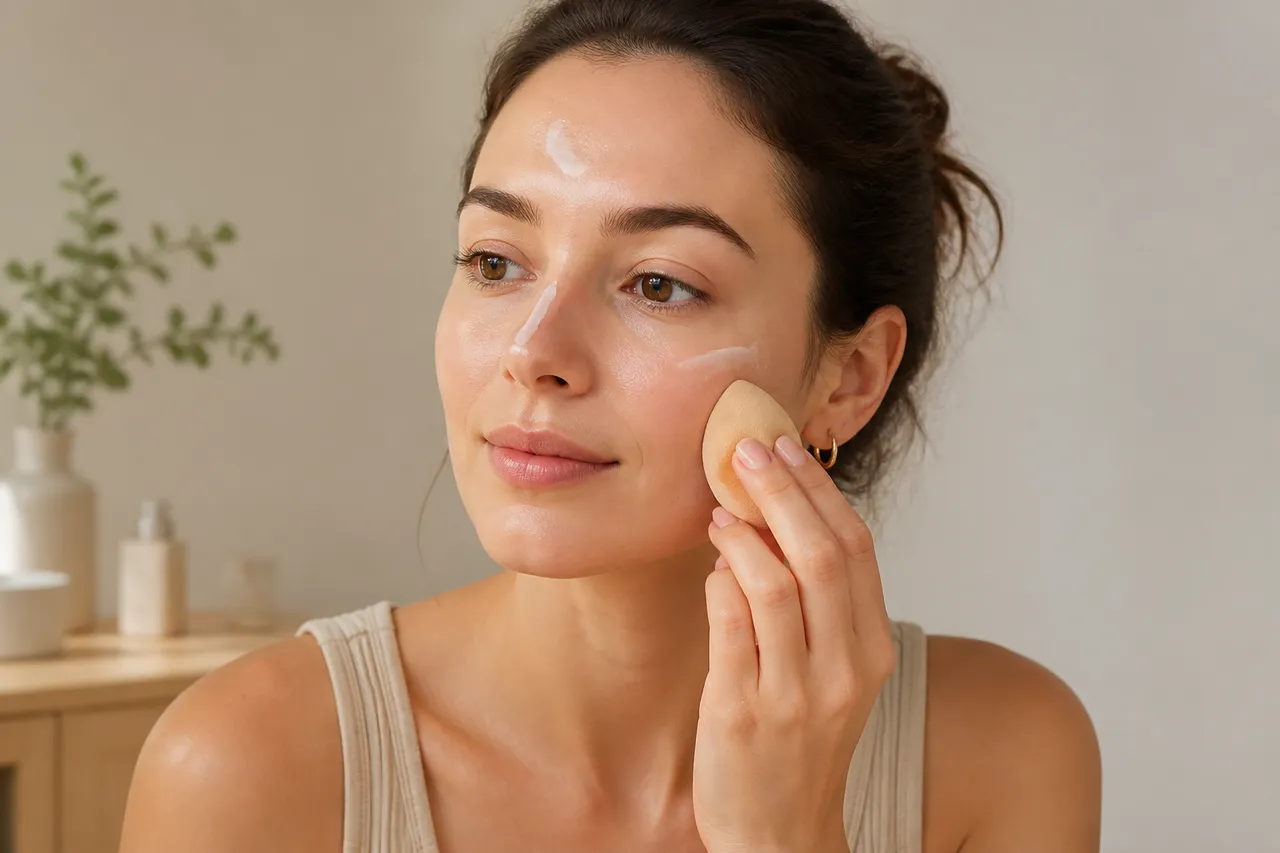 aplicarea fondului de ten peste SPF fără încărcarea tenului