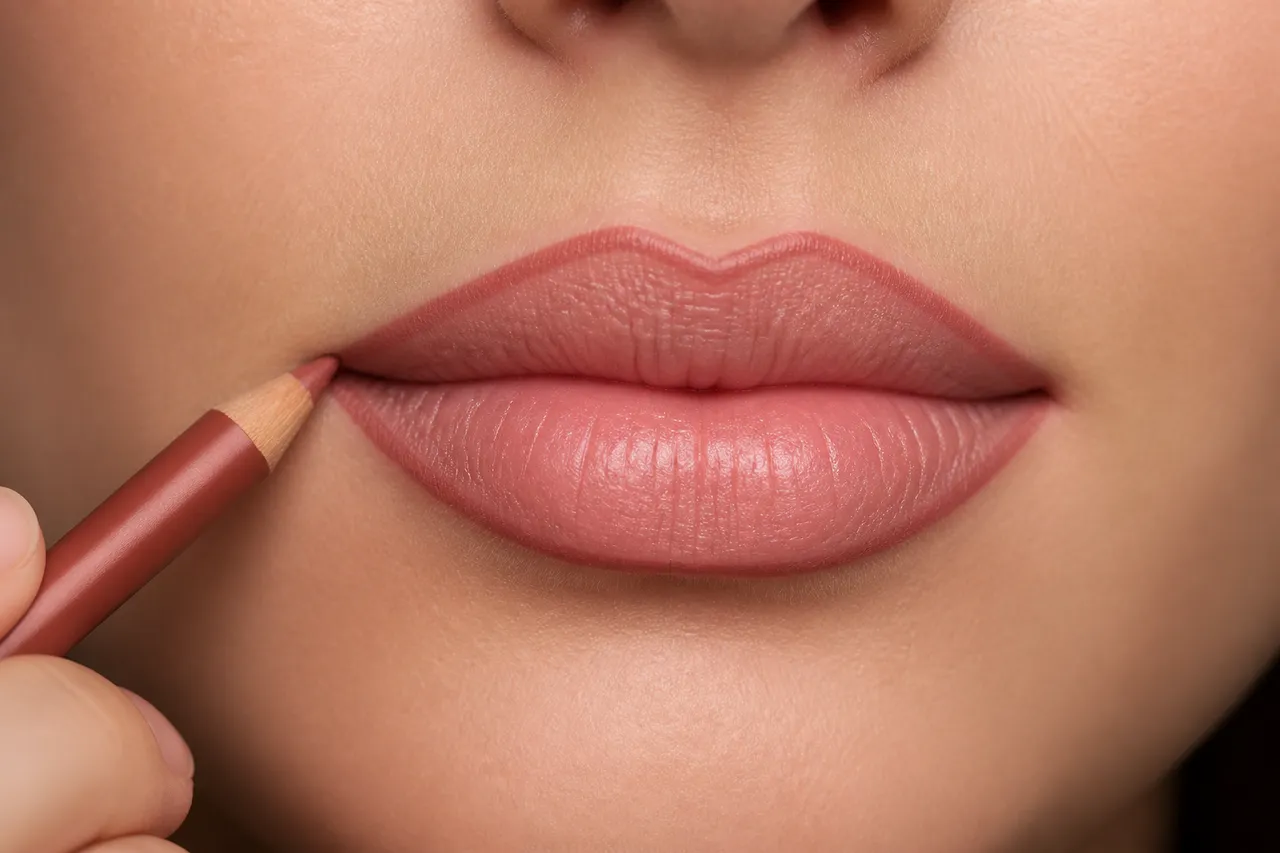 contur corect al buzelor cu creion pentru machiaj precis