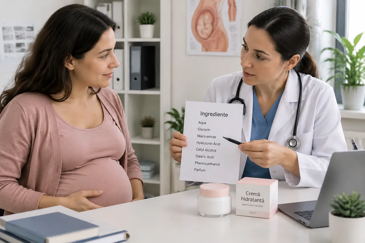discuție medicală despre ingrediente cosmetice și sarcină