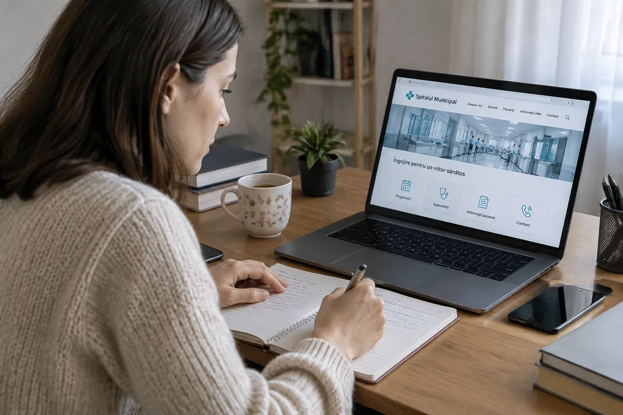 evaluarea surselor medicale online de către o femeie