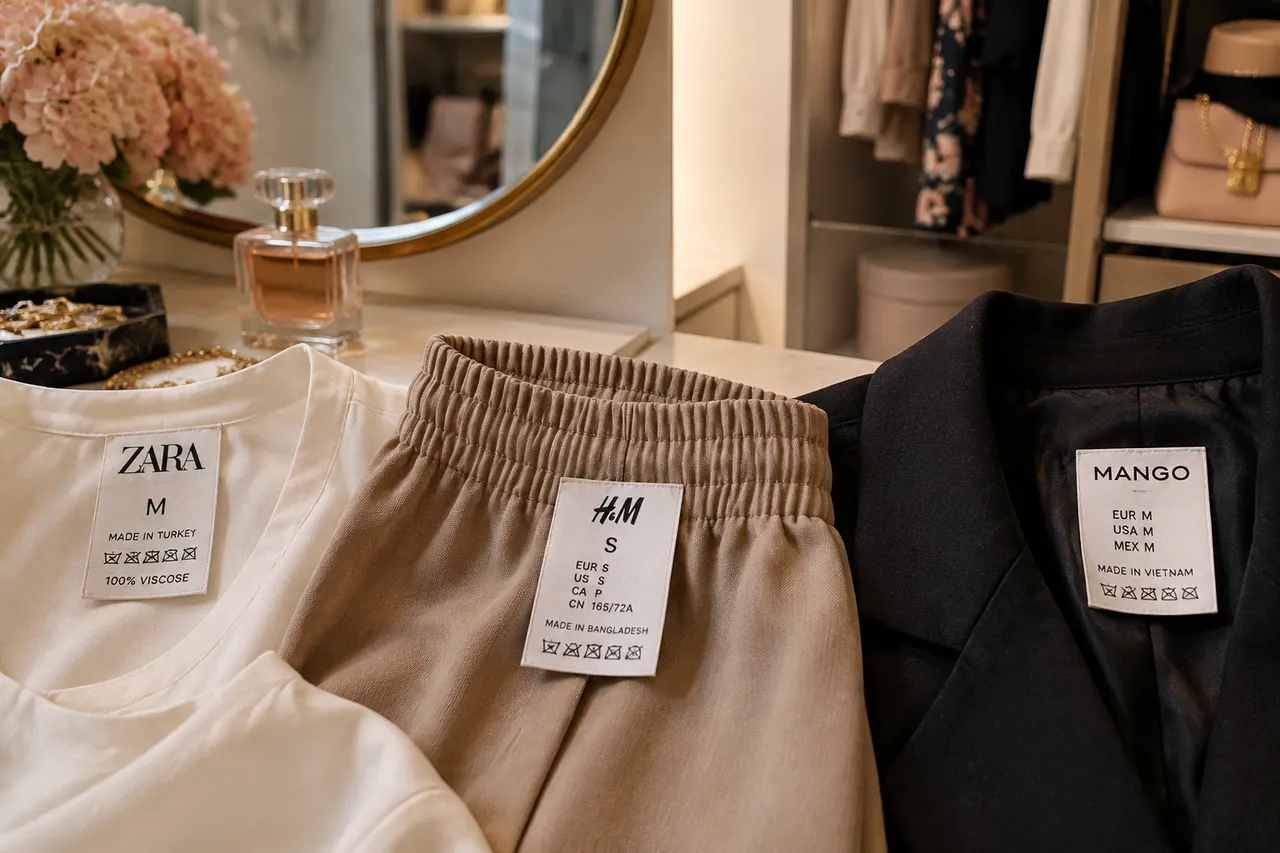 materiale sintetice în haine de zi și etichete textile