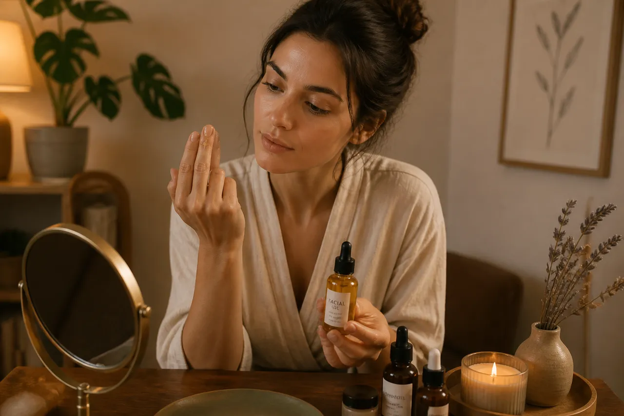ten acneic și ulei facial aplicat cu prudență