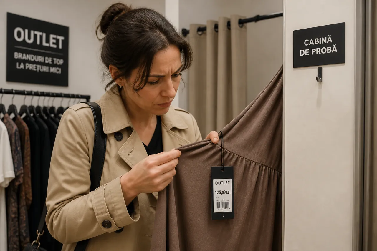 verificarea hainelor înainte de cumpărare într-un outlet
