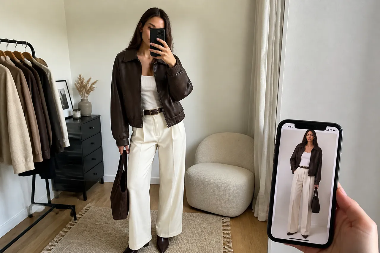 verificarea unei ținute înainte de cumpărături fashion